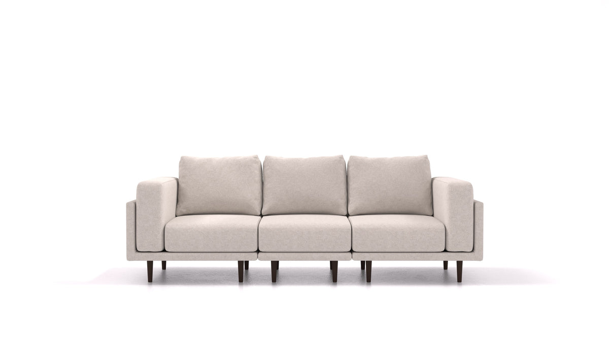 Clooods 3S, modulares Sofa von FEYDOM im Stoff Icon IC-02 Natur, dunkle Füße