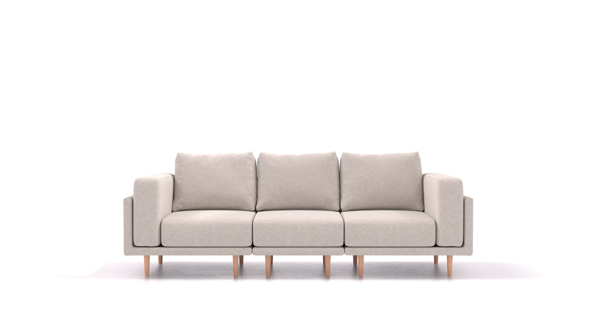 Clooods 3S, modulares Sofa von FEYDOM im Stoff Icon IC-02 Natur, helle Füße