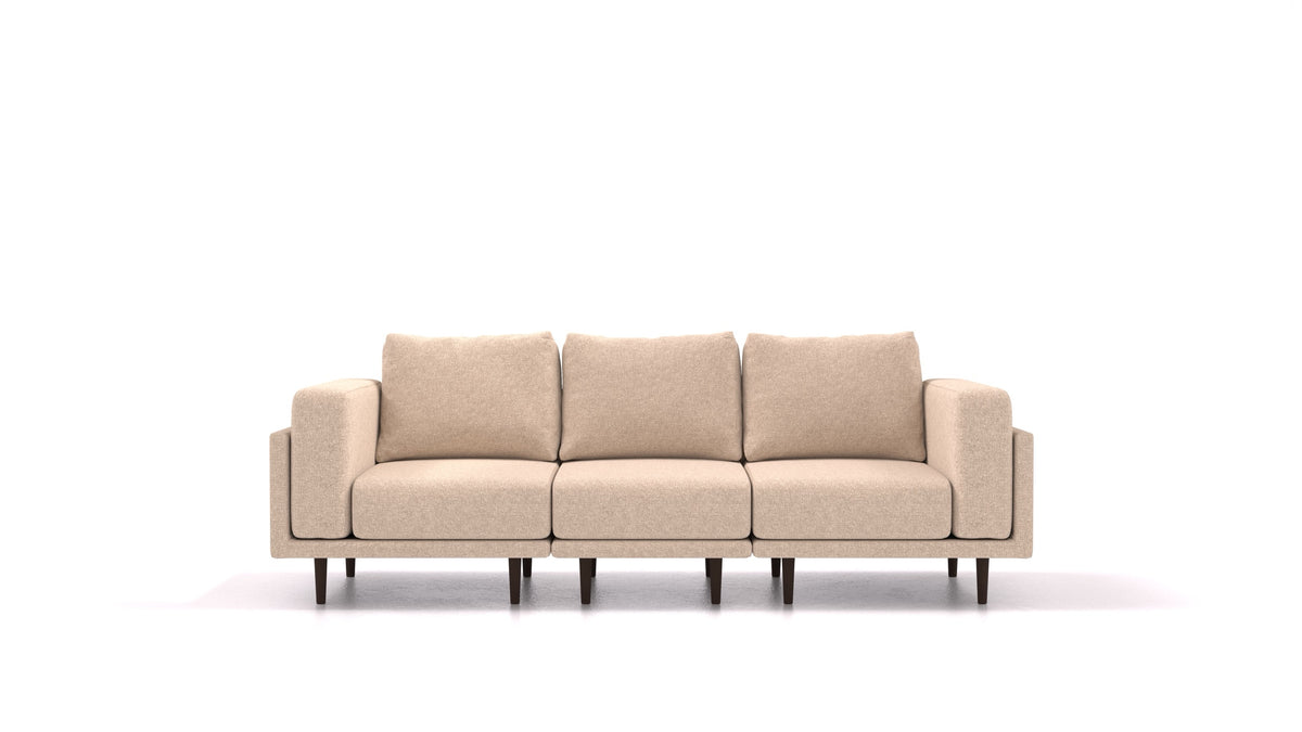 Clooods 3S, modulares Sofa von FEYDOM im Stoff Icon IC-06 Cappuccino, dunkle Füße