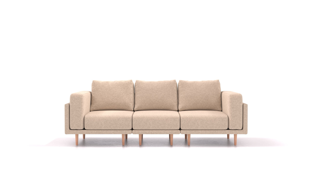Clooods 3S, modulares Sofa von FEYDOM im Stoff Icon IC-06 Cappuccino, helle Füße