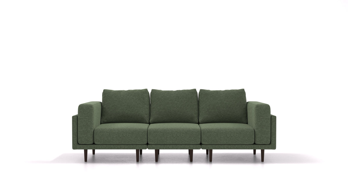 Clooods 3S, modulares Sofa von FEYDOM im Stoff Icon IC-39 Forest, dunkle Füße