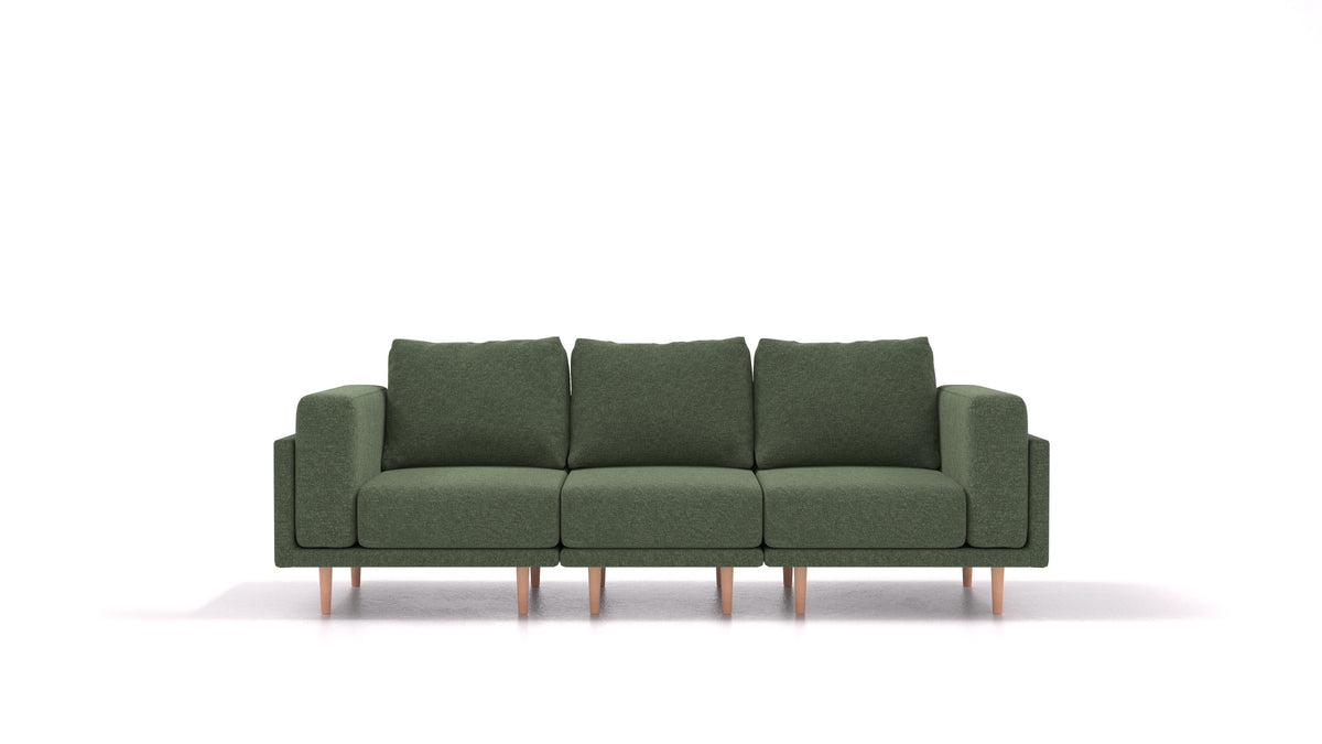 Clooods 3S, modulares Sofa von FEYDOM im Stoff Icon IC-39 Forest, helle Füße