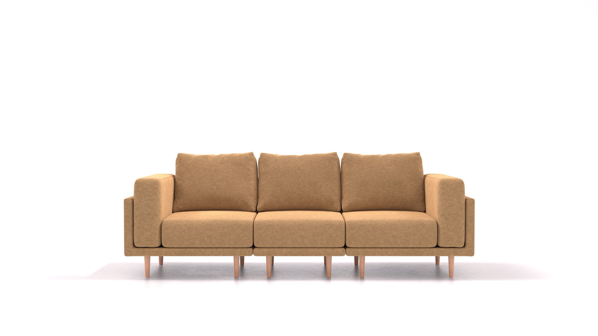 Clooods 3S, modulares Sofa von FEYDOM im Stoff Icon IC-45 Antic Gold, helle Füße