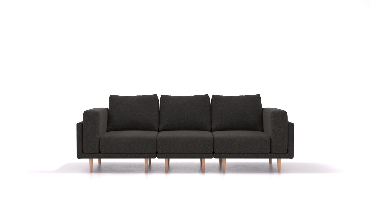 Clooods 3S, modulares Sofa von FEYDOM im Stoff Icon IC-99 Umbra, helle Füße