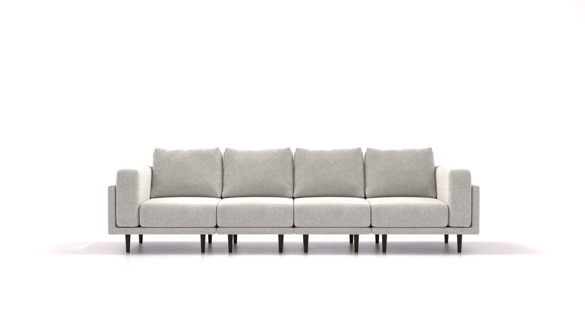 Clooods 4S, modulares Sofa von FEYDOM im Stoff Astra AT-80 Light Grey, dunkle Füße