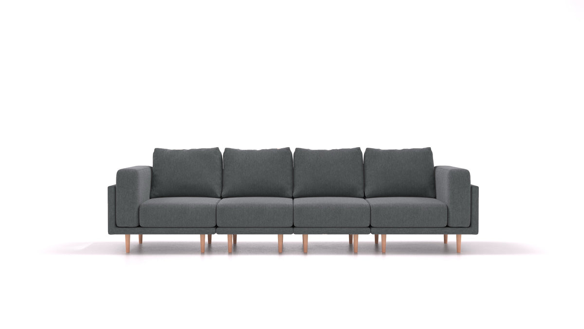 Clooods 4S, modulares Sofa von FEYDOM im Stoff Astra AT-88 Dark Grey, helle Füße
