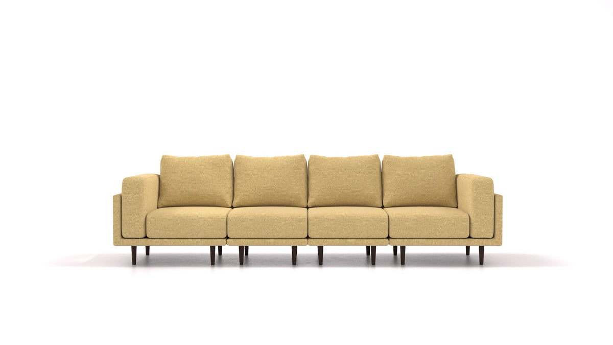 Clooods 4S, modulares Sofa von FEYDOM im Stoff Alure DE-48 Yellow, dunkle Füße