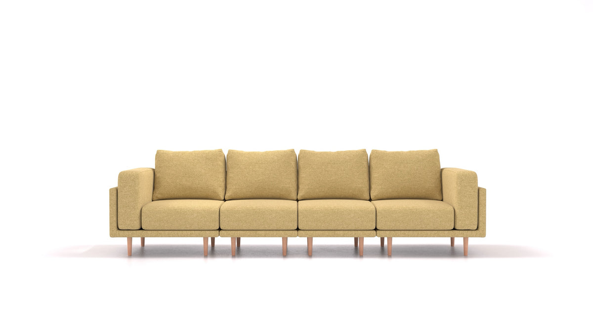 Clooods 4S, modulares Sofa von FEYDOM im Stoff Alure DE-48 Yellow, helle Füße