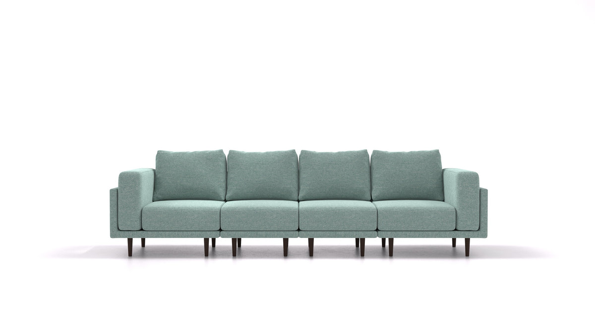 Clooods 4S, modulares Sofa von FEYDOM im Stoff Alure DE-75 Pastel Blue, dunkle Füße