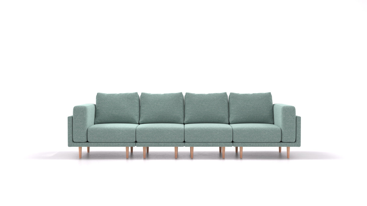 Clooods 4S, modulares Sofa von FEYDOM im Stoff Alure DE-75 Pastel Blue, helle Füße