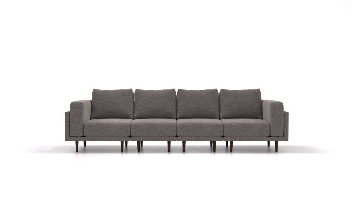Clooods 4S, modulares Sofa von FEYDOM im Stoff Alure DE-92 Middle Grey, dunkle Füße