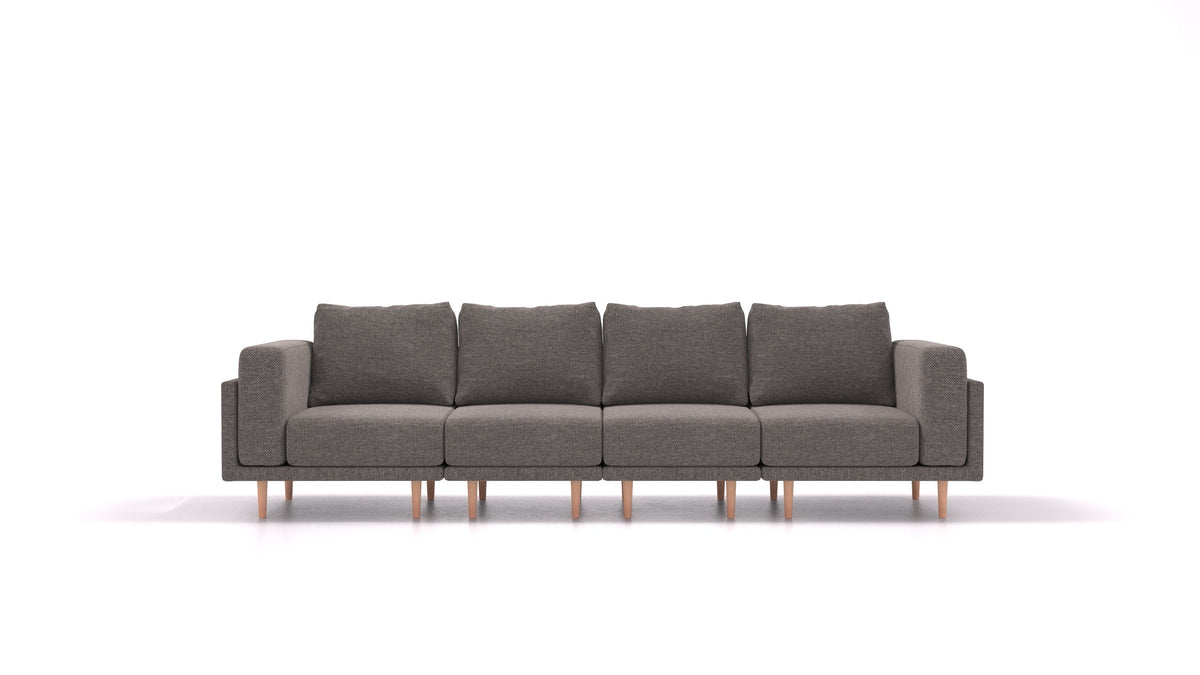 Clooods 4S, modulares Sofa von FEYDOM im Stoff Alure DE-92 Middle Grey, helle Füße