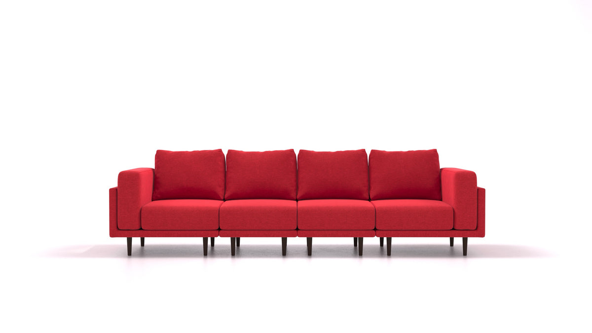 Clooods 4S, modulares Sofa von FEYDOM im Stoff Velare ET-11 Red, dunkle Füße