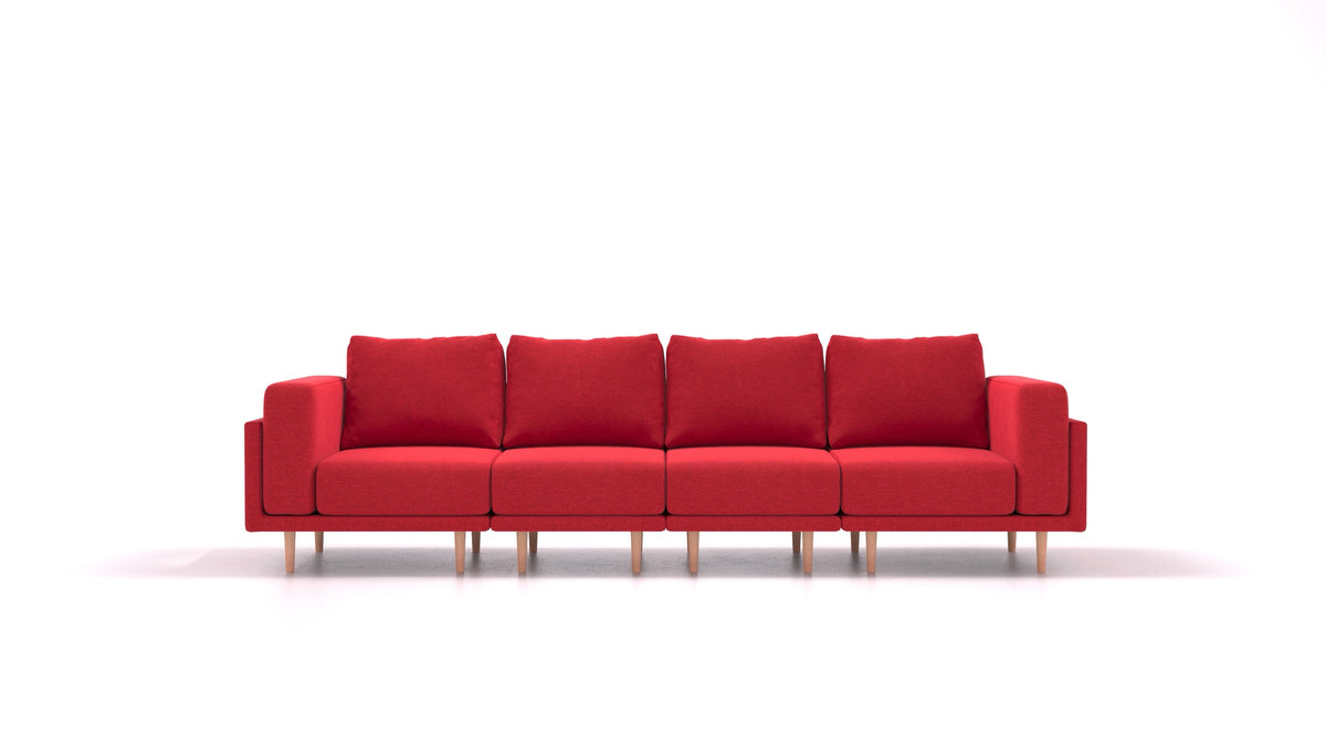 Clooods 4S, modulares Sofa von FEYDOM im Stoff Velare ET-11 Red, helle Füße