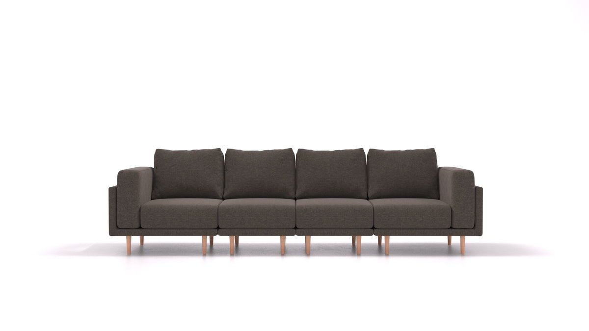 Clooods 4S, modulares Sofa von FEYDOM im Stoff Velare ET-12 Dark Grey, helle Füße