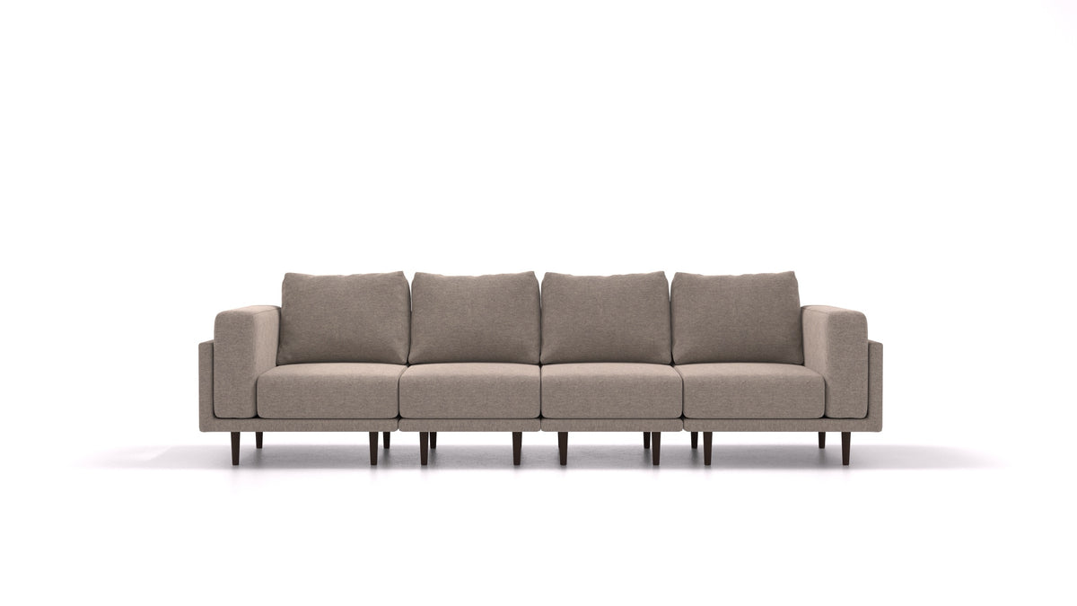 Clooods 4S, modulares Sofa von FEYDOM im Stoff Velare ET-14 Middle Grey, dunkle Füße