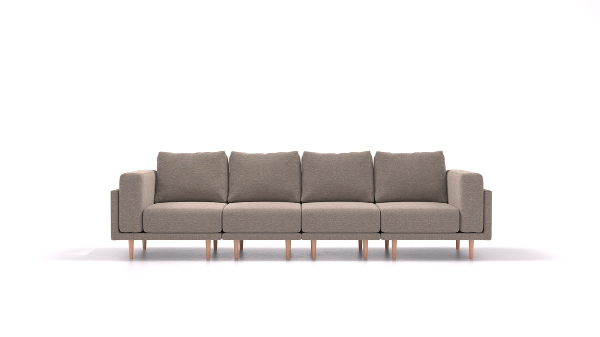 Clooods 4S, modulares Sofa von FEYDOM im Stoff Velare ET-14 Middle Grey, helle Füße