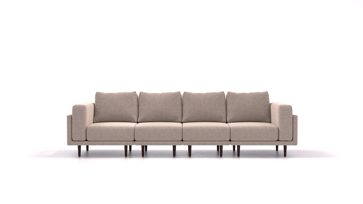 Clooods 4S, modulares Sofa von FEYDOM im Stoff Velare ET-15 Light Grey, dunkle Füße