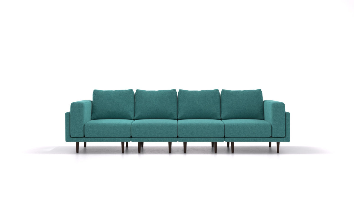 Clooods 4S, modulares Sofa von FEYDOM im Stoff Velare ET-16 Turquoise, dunkle Füße