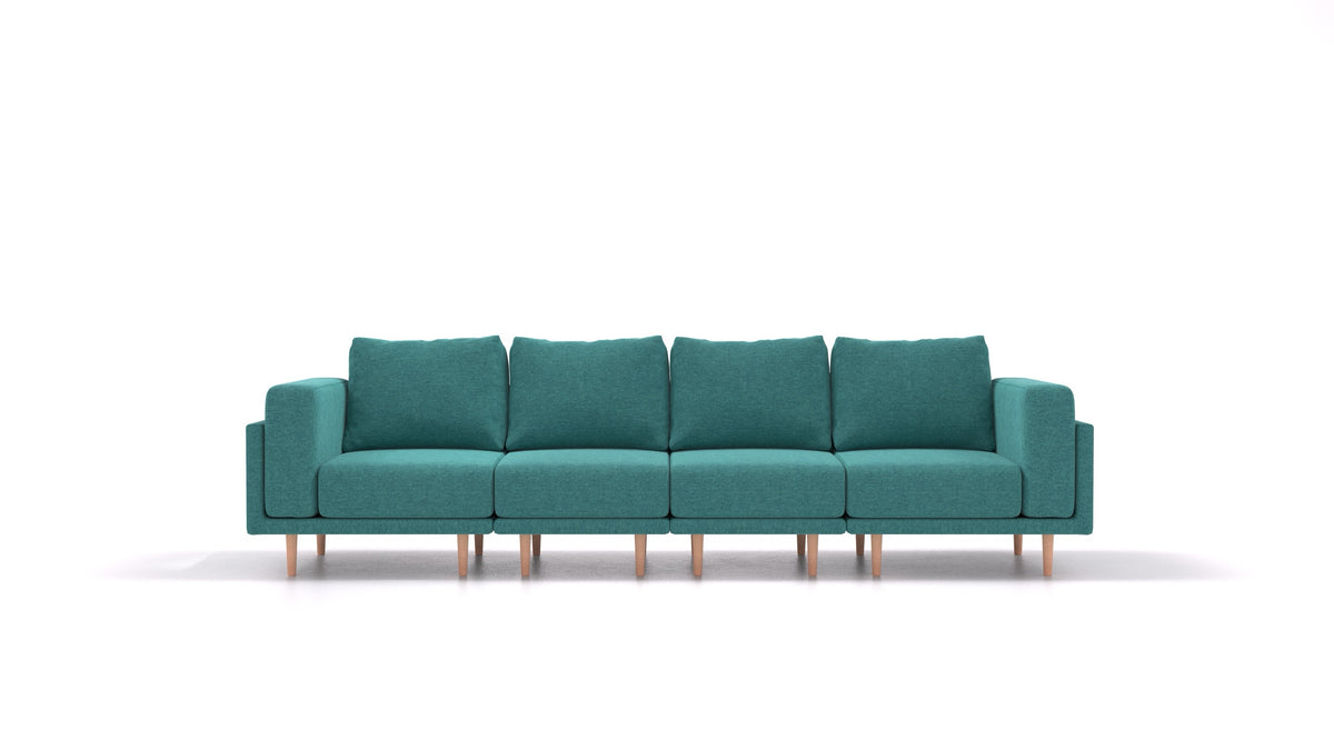 Clooods 4S, modulares Sofa von FEYDOM im Stoff Velare ET-16 Turquoise, helle Füße