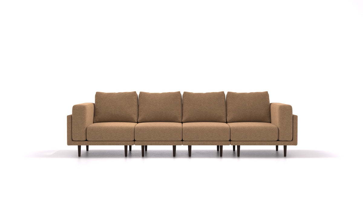 Clooods 4S, modulares Sofa von FEYDOM im Stoff Velare ET-24 Cappuccino, dunkle Füße