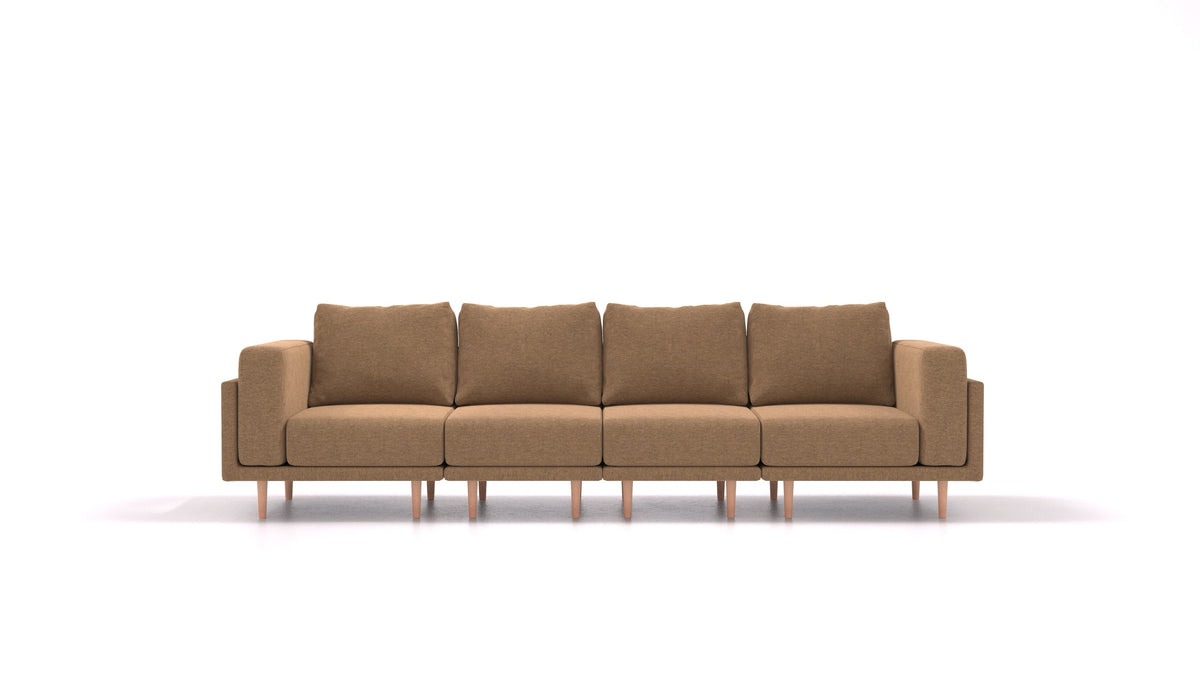 Clooods 4S, modulares Sofa von FEYDOM im Stoff Velare ET-24 Cappuccino, helle Füße