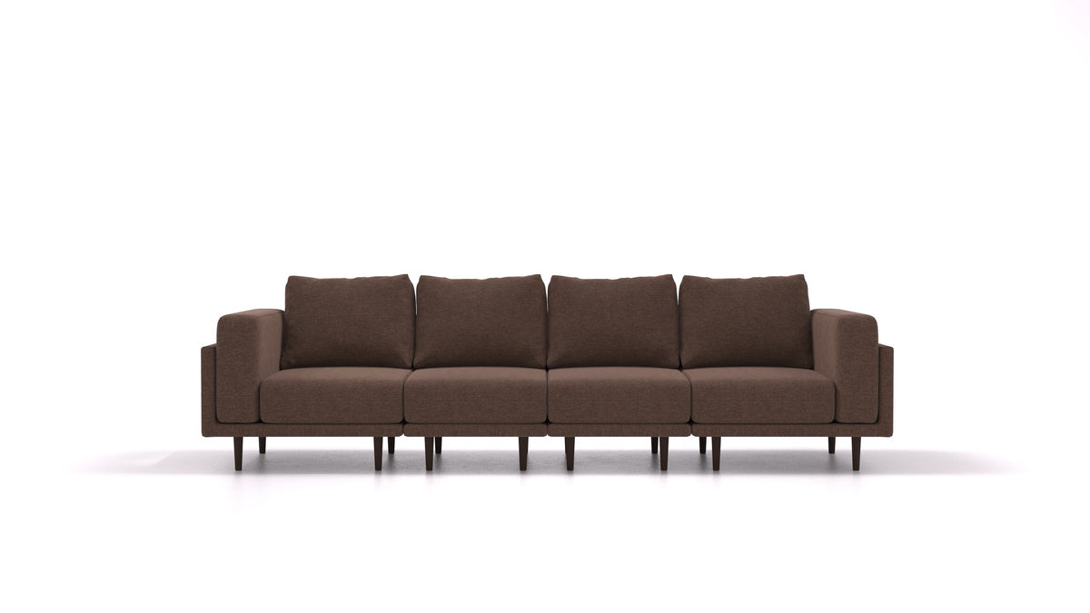 Clooods 4S, modulares Sofa von FEYDOM im Stoff Velare ET-27 Chocolate, dunkle Füße