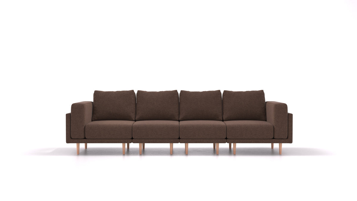 Clooods 4S, modulares Sofa von FEYDOM im Stoff Velare ET-27 Chocolate, helle Füße