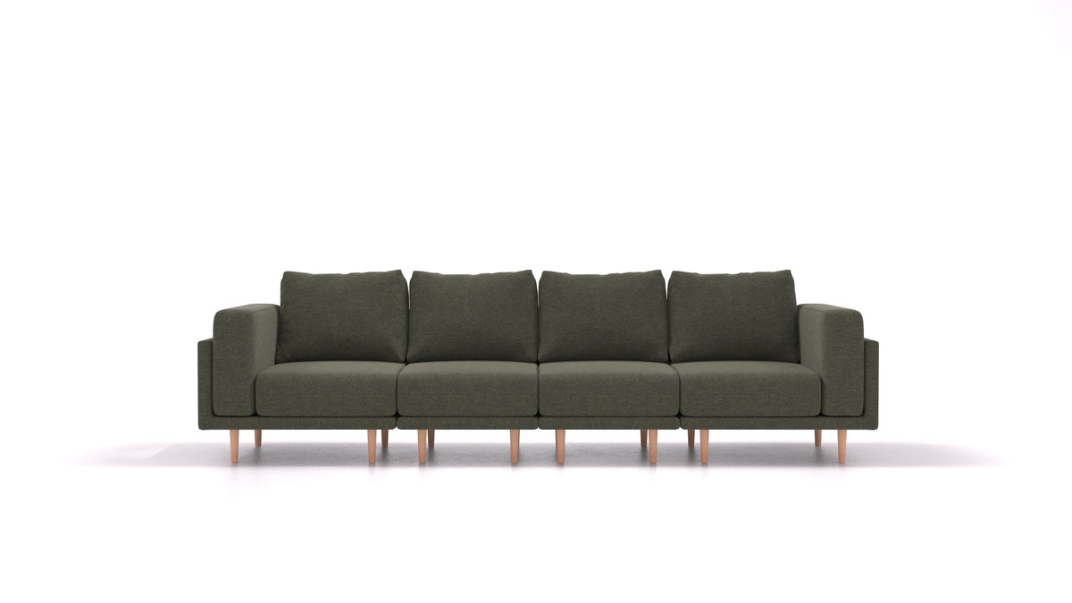 Clooods 4S, modulares Sofa von FEYDOM im Stoff Velare ET-38 Pine, helle Füße
