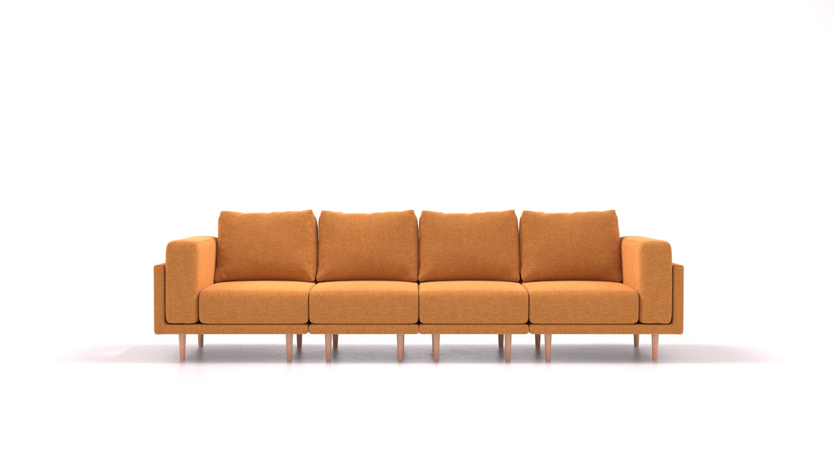 Clooods 4S, modulares Sofa von FEYDOM im Stoff Velare ET-48 Antic Gold, helle Füße