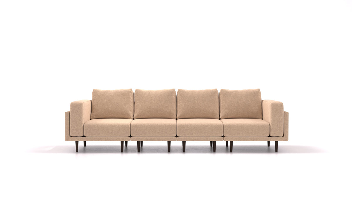 Clooods 4S, modulares Sofa von FEYDOM im Stoff Velare ET-99 Latte, dunkle Füße