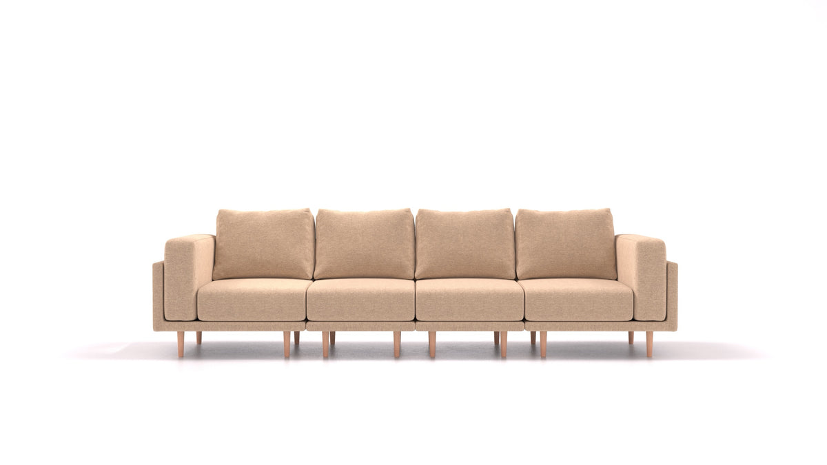 Clooods 4S, modulares Sofa von FEYDOM im Stoff Velare ET-99 Latte, helle Füße