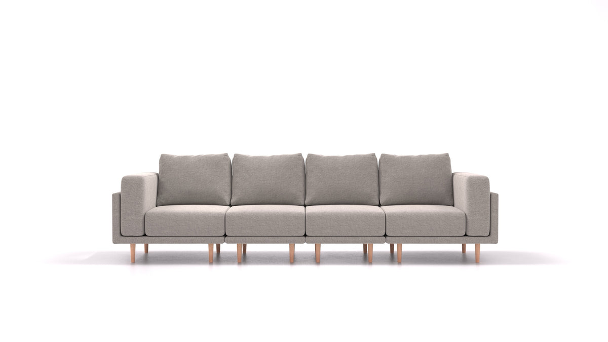 Clooods 4S, modulares Sofa von FEYDOM im Stoff Phoenix FE-84 Middle Grey, helle Füße