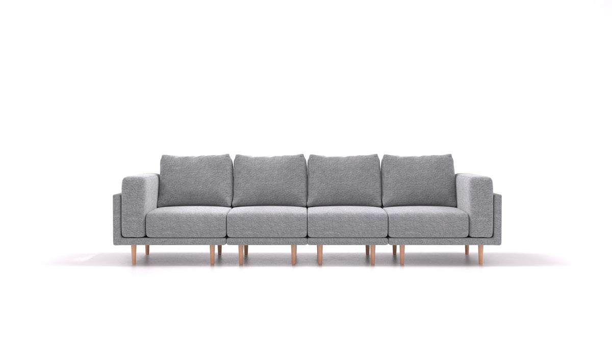 Clooods 4S, modulares Sofa von FEYDOM im Stoff Phoenix FE-92 Dark Grey, helle Füße