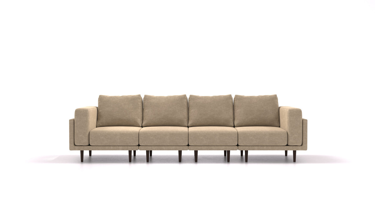 Clooods 4S, modulares Sofa von FEYDOM im Stoff Mollia FF-13 Cappuccino, dunkle Füße