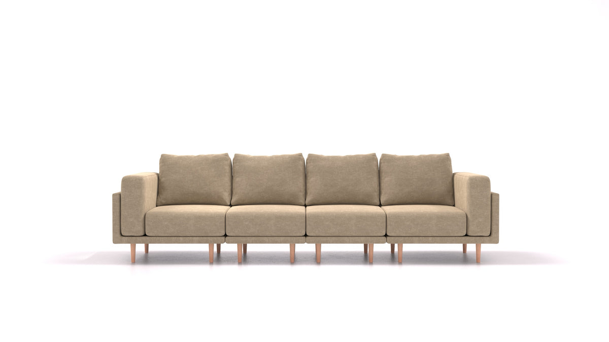 Clooods 4S, modulares Sofa von FEYDOM im Stoff Mollia FF-13 Cappuccino, helle Füße