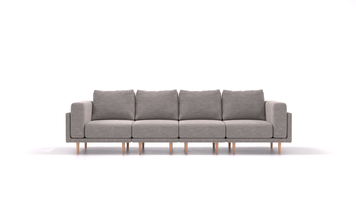 Clooods 4S, modulares Sofa von FEYDOM im Stoff Mollia FF-14 Middle Grey, helle Füße