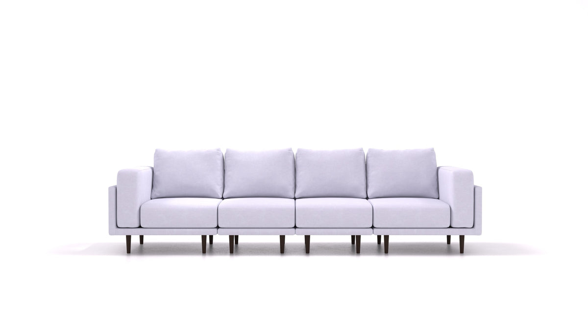 Clooods 4S, modulares Sofa von FEYDOM im Stoff Mollia FF-17 Lavander, dunkle Füße