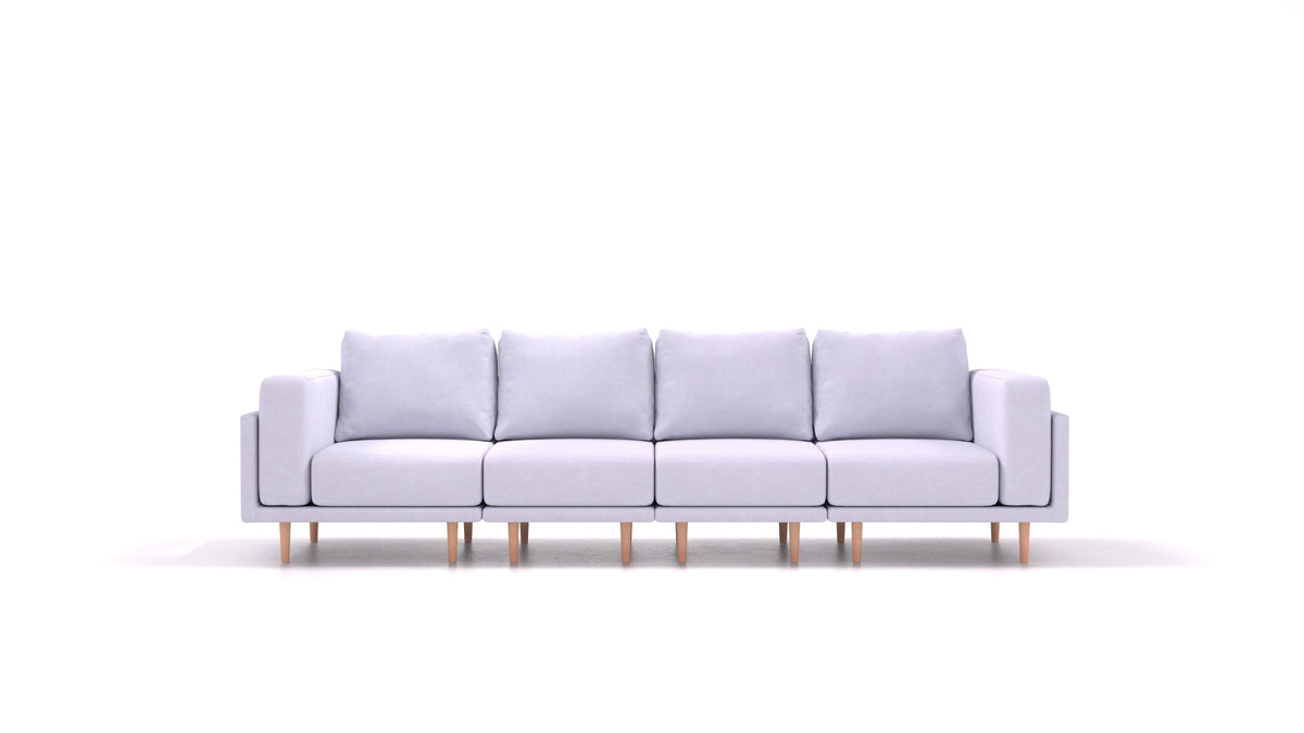 Clooods 4S, modulares Sofa von FEYDOM im Stoff Mollia FF-17 Lavander, helle Füße