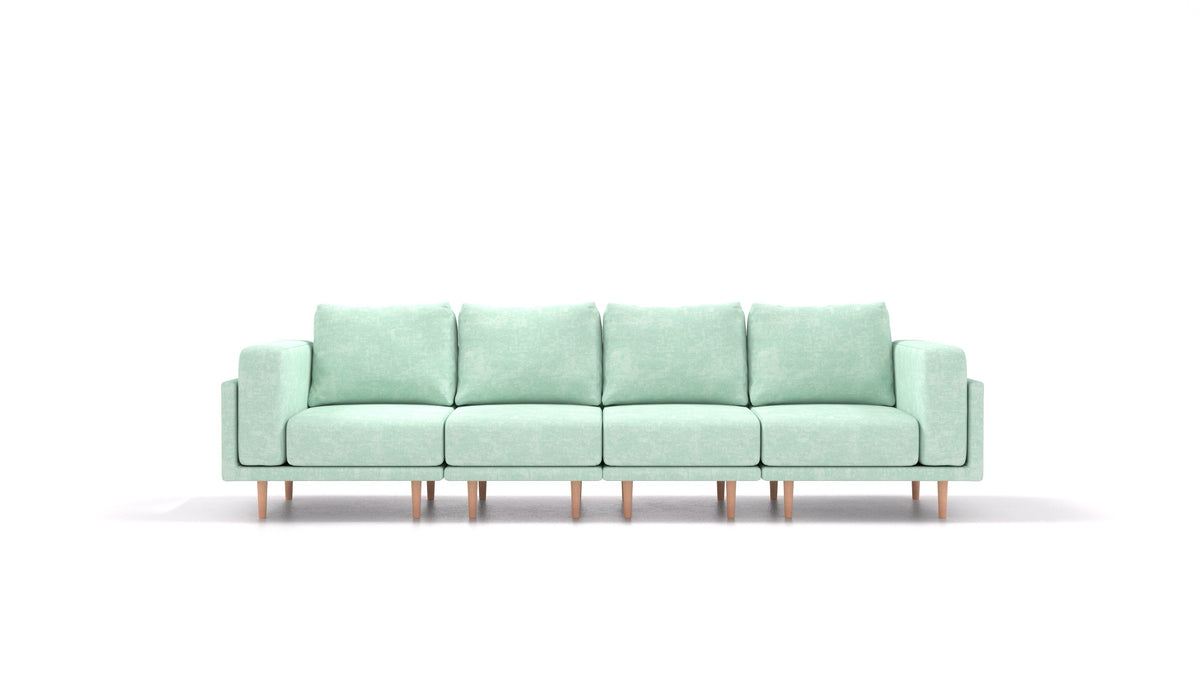 Clooods 4S, modulares Sofa von FEYDOM im Stoff Mollia FF-18 Mint, helle Füße