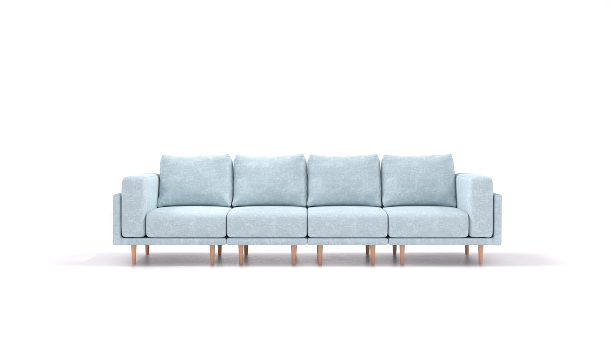 Clooods 4S, modulares Sofa von FEYDOM im Stoff Mollia FF-19 Pastel Blue, helle Füße