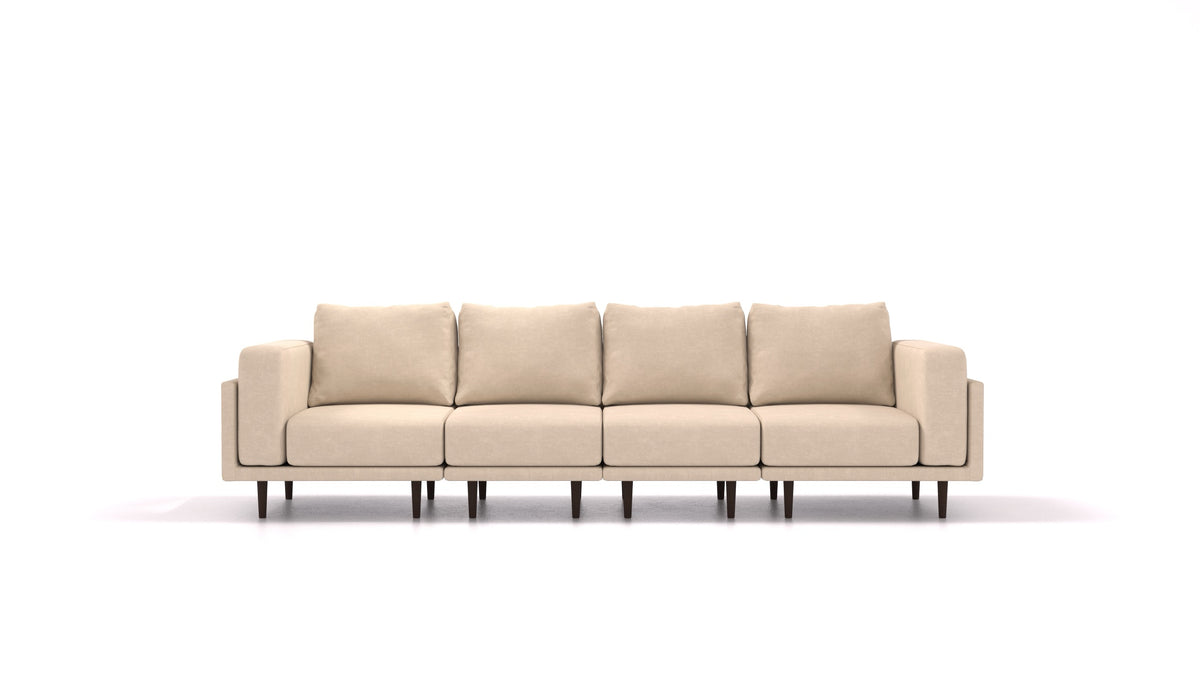 Clooods 4S, modulares Sofa von FEYDOM im Stoff Mollia HC-03 Honey, dunkle Füße