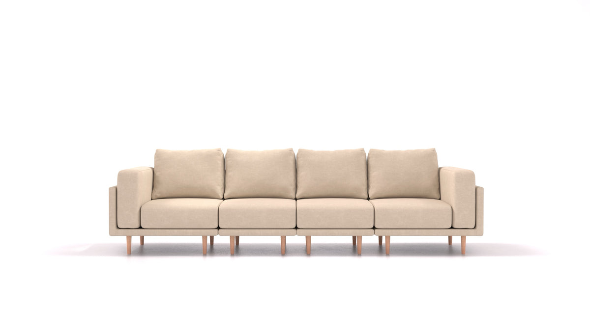 Clooods 4S, modulares Sofa von FEYDOM im Stoff Mollia HC-03 Honey, helle Füße