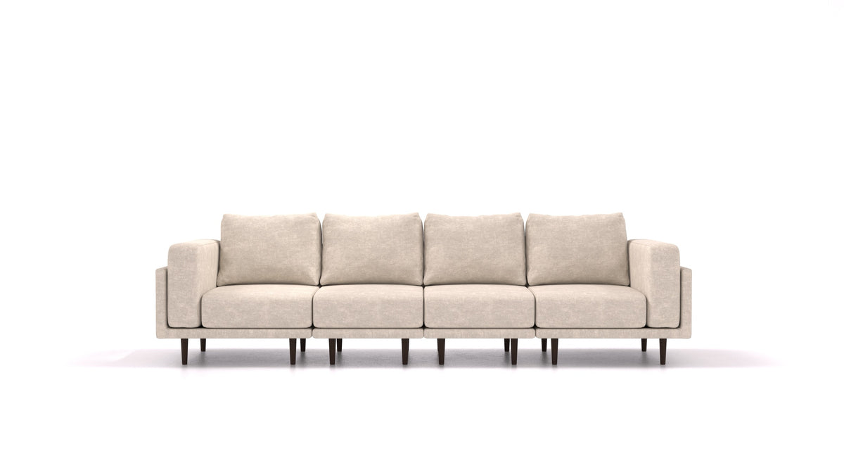 Clooods 4S, modulares Sofa von FEYDOM im Stoff Mollia HC-04 White, dunkle Füße