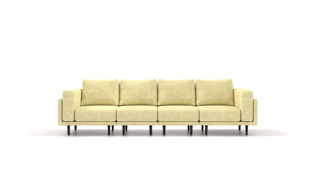 Clooods 4S, modulares Sofa von FEYDOM im Stoff Mollia HC-09 Grass Green, dunkle Füße