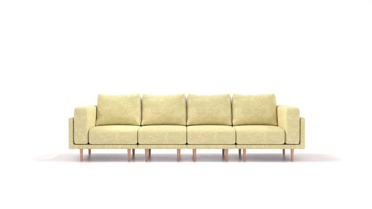 Clooods 4S, modulares Sofa von FEYDOM im Stoff Mollia HC-09 Grass Green, helle Füße