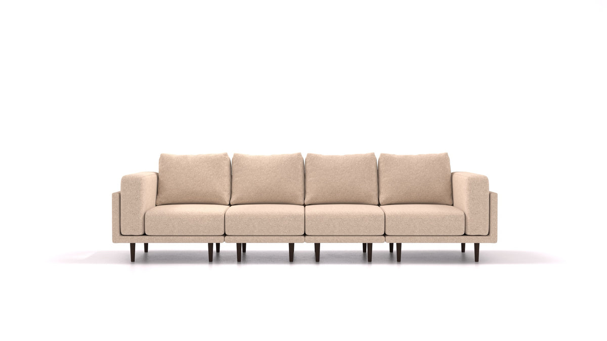 Clooods 4S, modulares Sofa von FEYDOM im Stoff Icon IC-06 Cappuccino, dunkle Füße