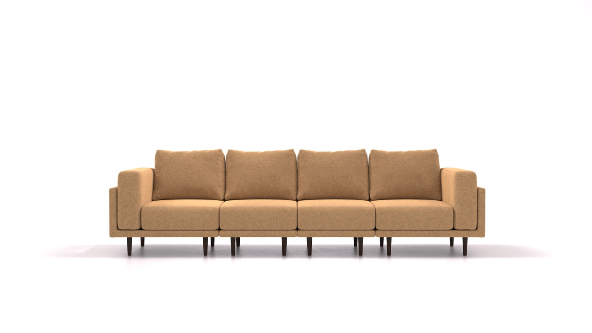 Clooods 4S, modulares Sofa von FEYDOM im Stoff Icon IC-45 Antic Gold, dunkle Füße