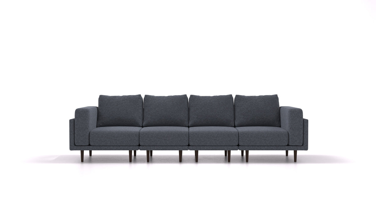 Clooods 4S, modulares Sofa von FEYDOM im Stoff Icon IC-79 Deep Blue, dunkle Füße
