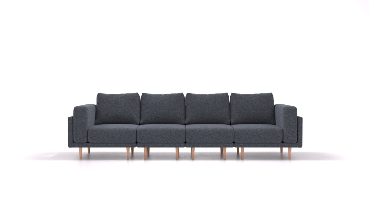 Clooods 4S, modulares Sofa von FEYDOM im Stoff Icon IC-79 Deep Blue, helle Füße